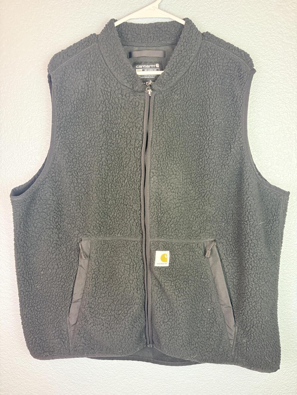 Carhartt Vest Mens XL Black Fleece Sherpa Full Zip Outdoor Workwear OV4995-M